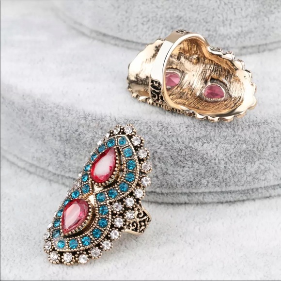 💍💎Bohemian Ornate  Mosaic Jeweled Ring 💎💍 - Picture 3 of 4